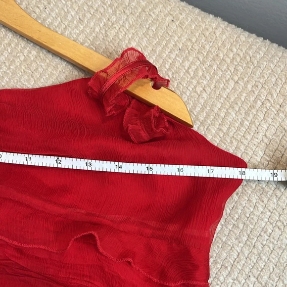 Vintage 100% Silk Red Ruffled Tank Top ❤️♥️❤️ - Picture 9 of 10